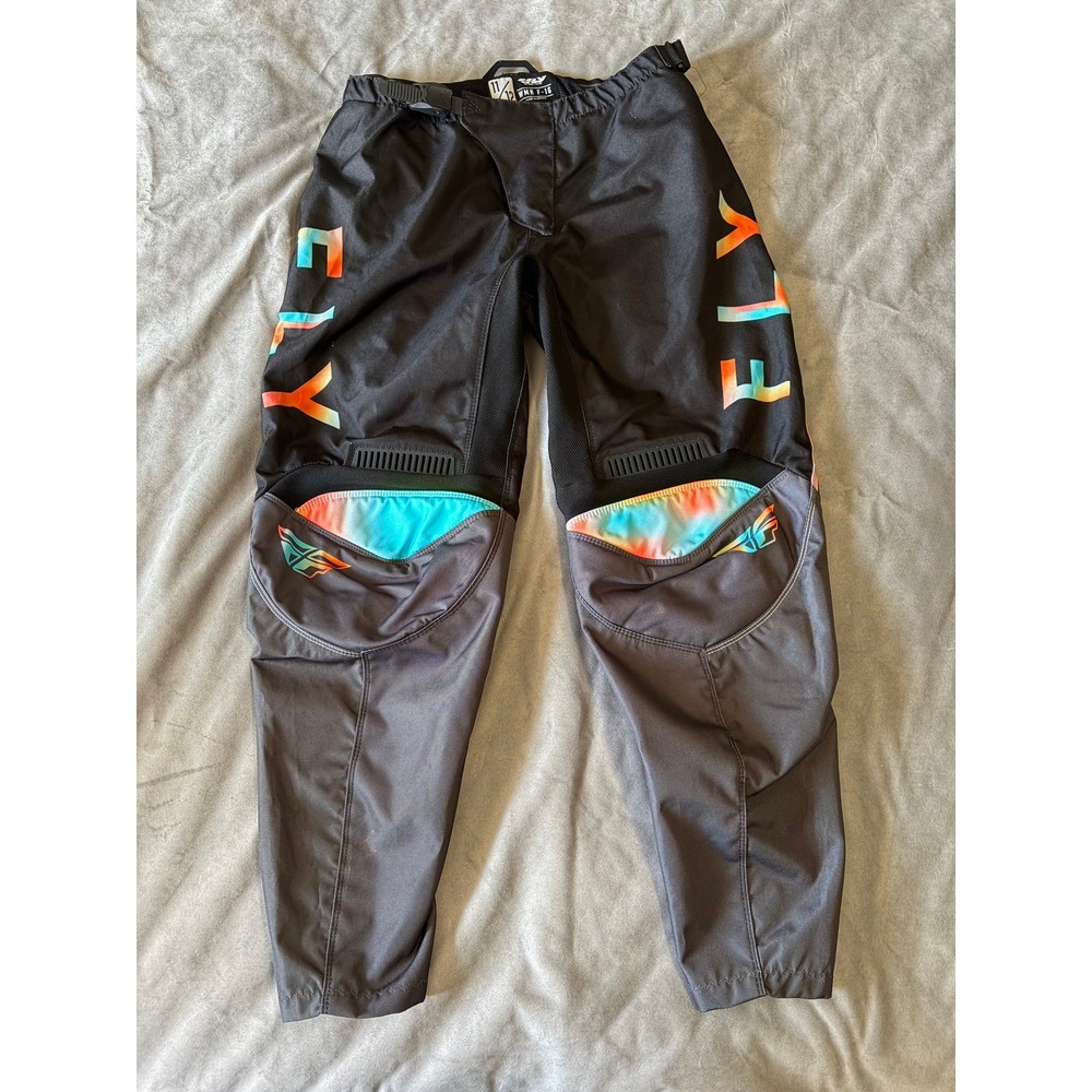 Fly Racing WMN F-16 Motocross Pants Black Grey Neon Orange Womens Size 11/12